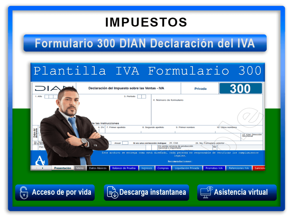 Formulario 300 para la declaración de iva, plantillas en excel, herramientas en excel para contadores